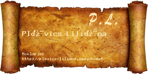 Plávics Liliána névjegykártya